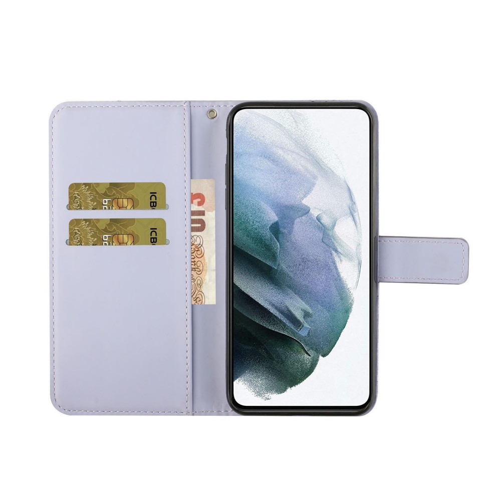עבור Samsung Galaxy S23 כיסוי ארנק / ספר עשוי מעור בצבע סגול עם חריצים לכרטיסי אשראי