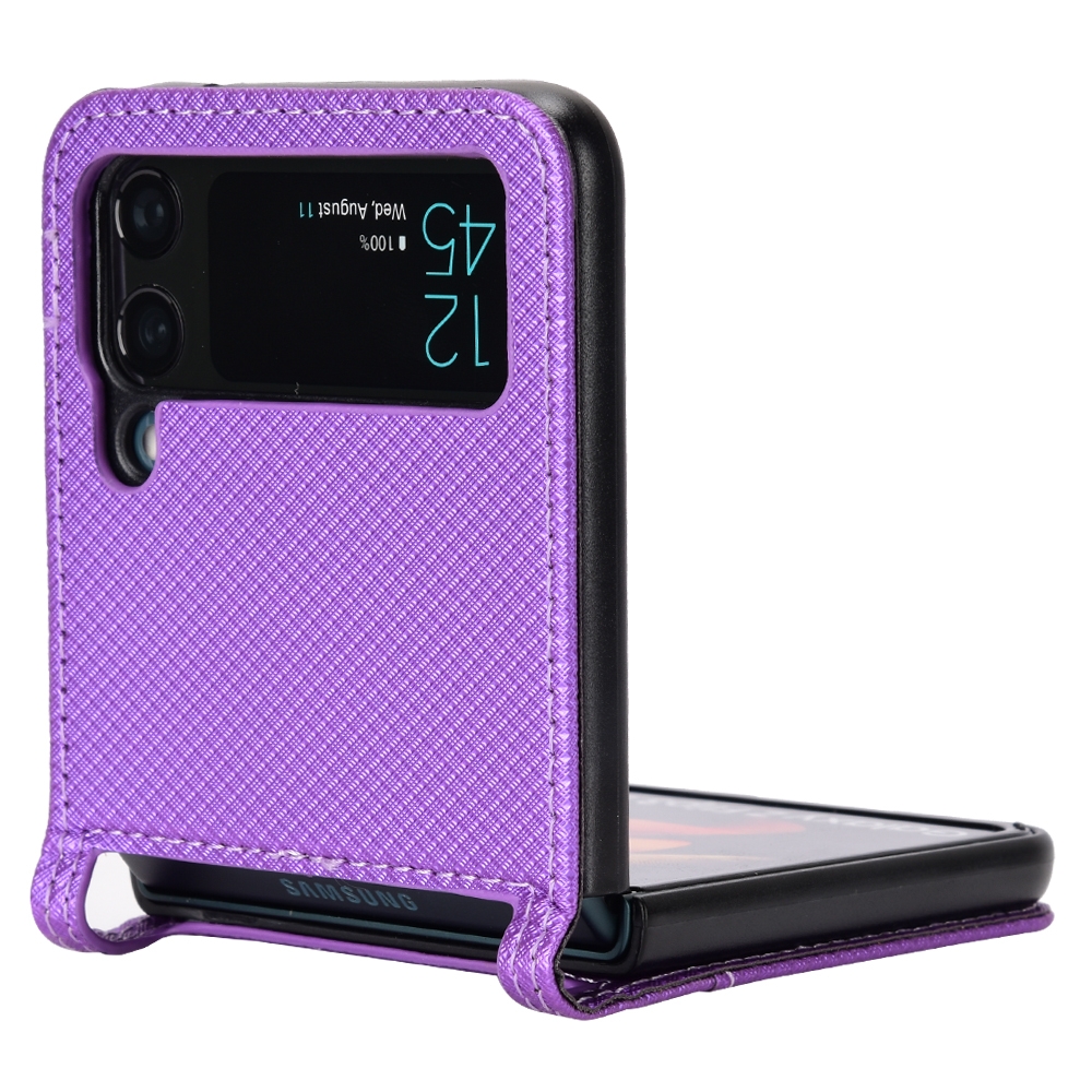עבור Samsung Galaxy Z Flip3 5G כיסוי ארנק / ספר עשוי מעור בצבע סגול עם חריצים לכרטיסי אשראי