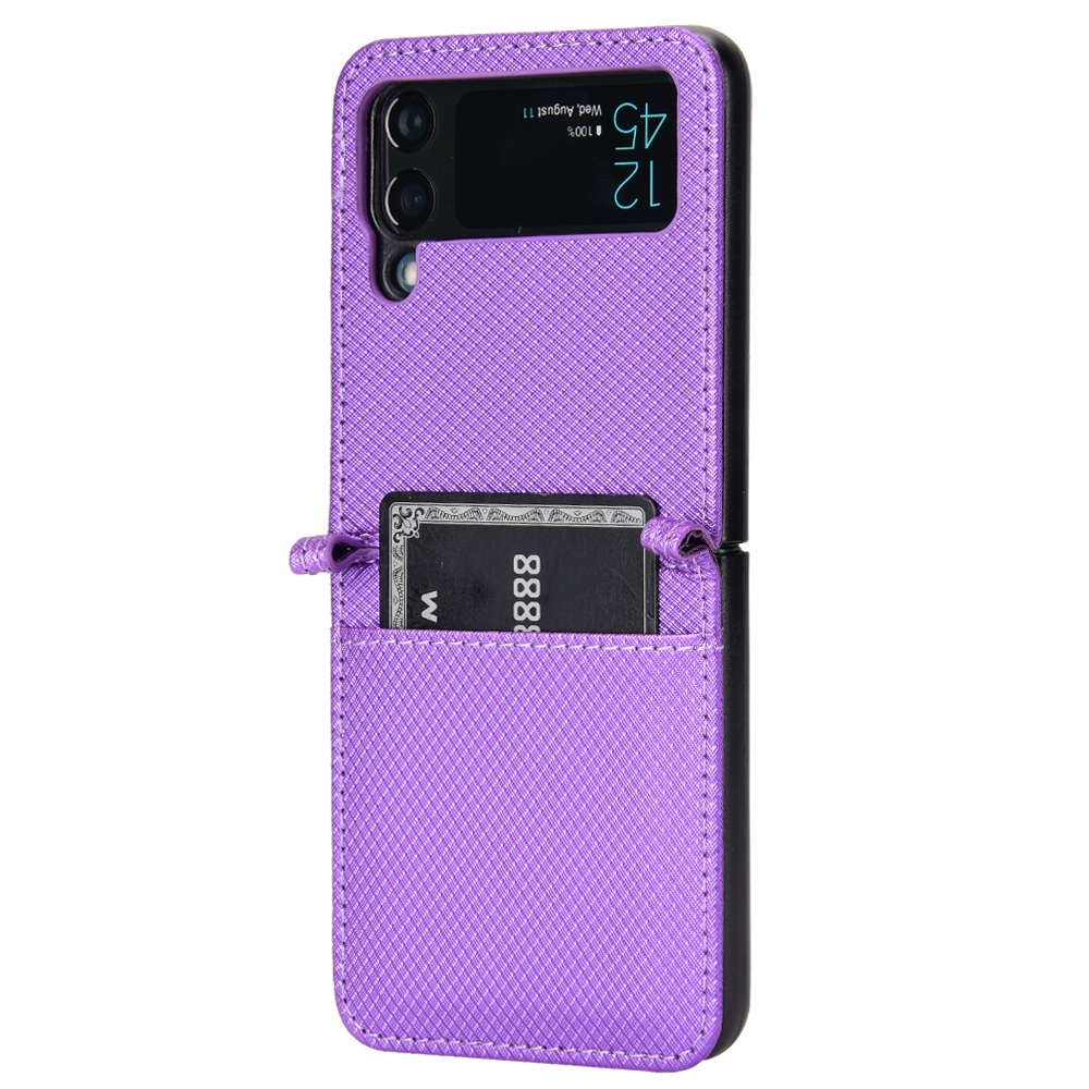 עבור Samsung Galaxy Z Flip3 5G כיסוי ארנק / ספר עשוי מעור בצבע סגול עם חריצים לכרטיסי אשראי
