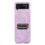 עבור Samsung Galaxy Z Flip4 כיסוי ארנק / ספר עשוי מעור בצבע סגול עם חריצים לכרטיסי אשראי