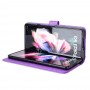 עבור Samsung Galaxy Z Fold3 5G כיסוי ארנק / ספר עשוי מעור בצבע סגול עם חריצים לכרטיסי אשראי