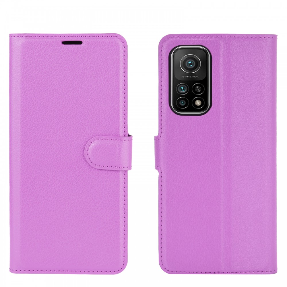 עבור Xiaomi Mi 10T 5G כיסוי ארנק / ספר עשוי מעור בצבע סגול עם חריצים לכרטיסי אשראי