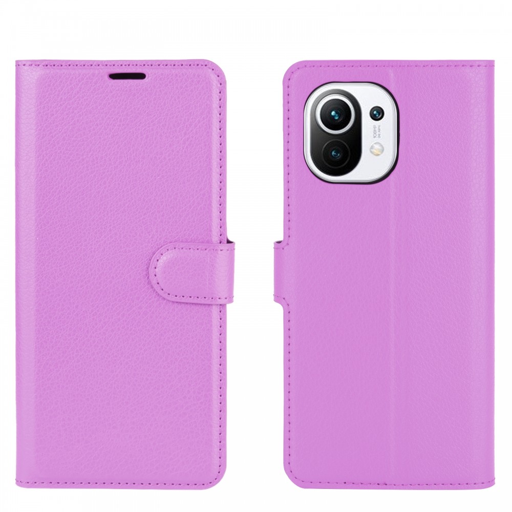 עבור Xiaomi Mi 11 כיסוי ארנק / ספר עשוי מעור בצבע סגול עם חריצים לכרטיסי אשראי