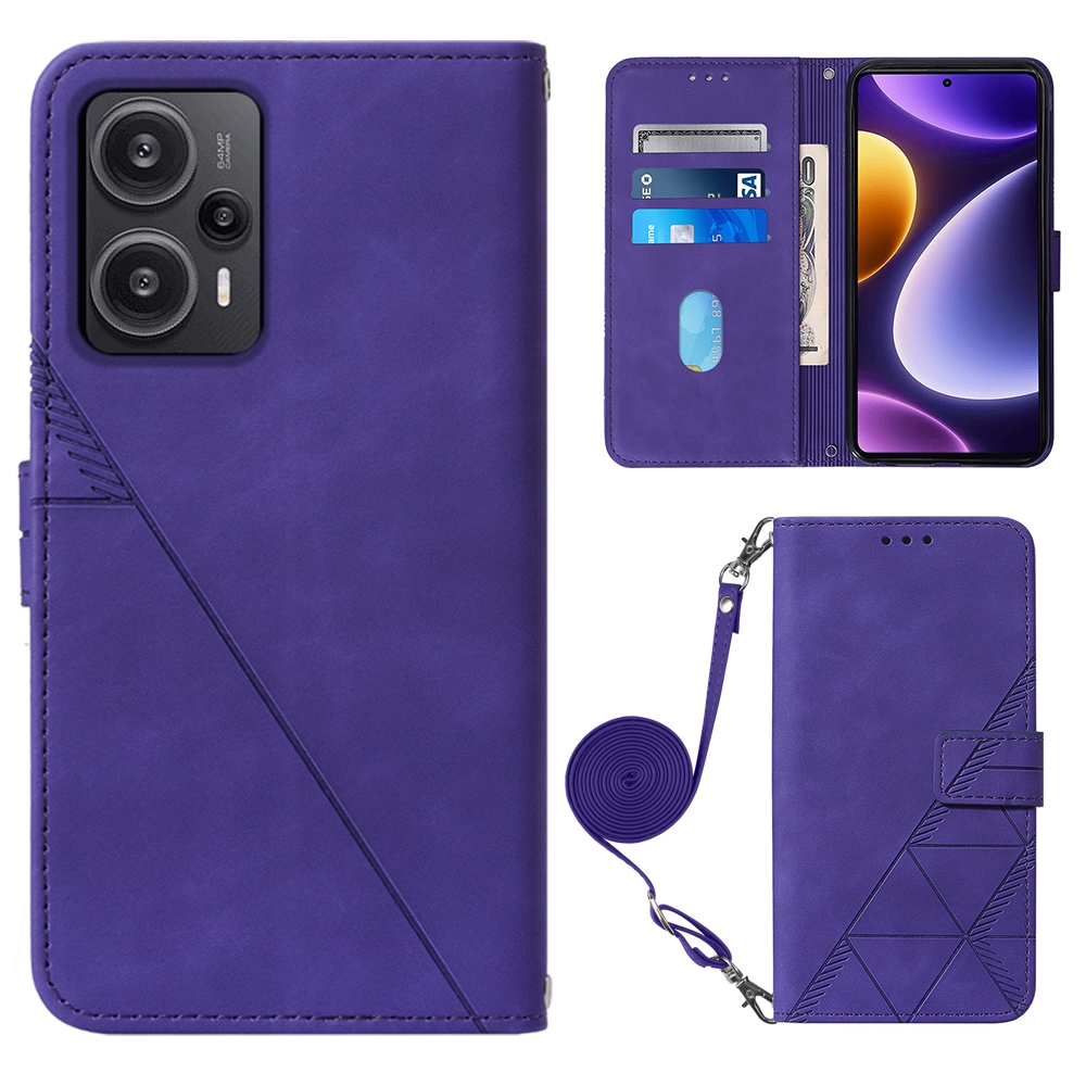 עבור Xiaomi Redmi Note 12 Turbo כיסוי ארנק / ספר עשוי מעור בצבע סגול עם חריצים לכרטיסי אשראי