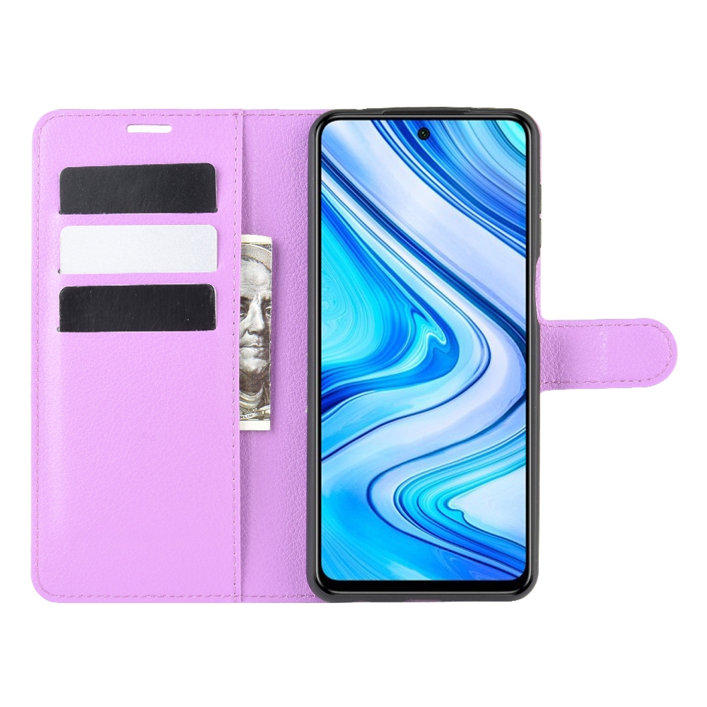 עבור Xiaomi Redmi Note 9S כיסוי ארנק / ספר עשוי מעור בצבע סגול עם חריצים לכרטיסי אשראי