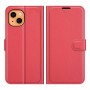 עבור Apple iPhone 13 כיסוי ארנק / ספר עשוי מעור בצבע אדום עם חריצים לכרטיסי אשראי