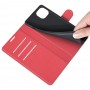 עבור Apple iPhone 13 mini כיסוי ארנק / ספר עשוי מעור בצבע אדום עם חריצים לכרטיסי אשראי