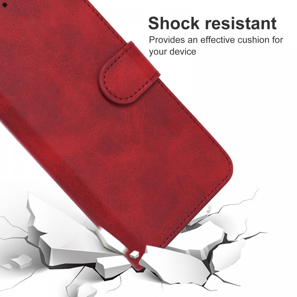 עבור Apple iPhone 14 Pro כיסוי ארנק / ספר עשוי מעור בצבע אדום עם חריצים לכרטיסי אשראי
