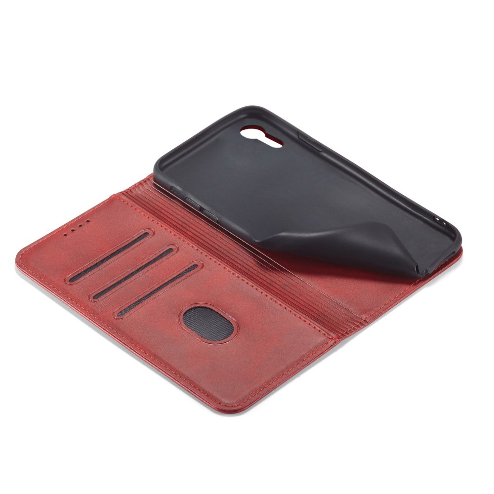 עבור Apple iPhone XR כיסוי ארנק / ספר עשוי מעור בצבע אדום עם חריצים לכרטיסי אשראי