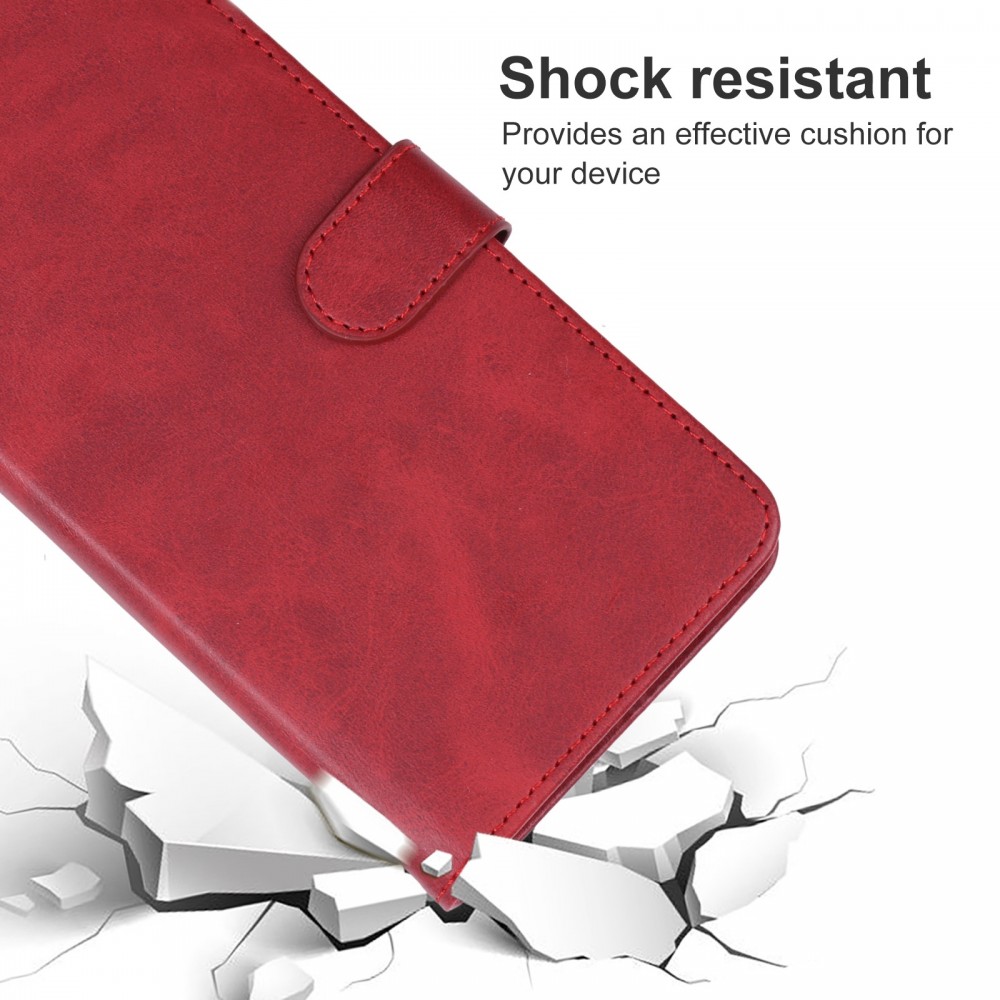 עבור Asus ROG Phone 7 כיסוי ארנק / ספר עשוי מעור בצבע אדום עם חריצים לכרטיסי אשראי