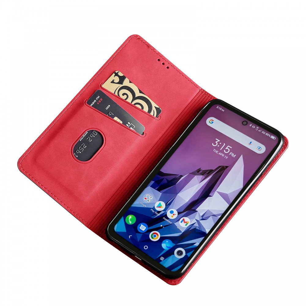 עבור Blackview A95 כיסוי ארנק / ספר עשוי מעור בצבע אדום עם חריצים לכרטיסי אשראי
