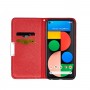 עבור Google Pixel 4a 5G כיסוי ארנק / ספר עשוי מעור בצבע אדום עם חריצים לכרטיסי אשראי