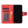 עבור Google Pixel 6a כיסוי ארנק / ספר עשוי מעור בצבע אדום עם חריצים לכרטיסי אשראי