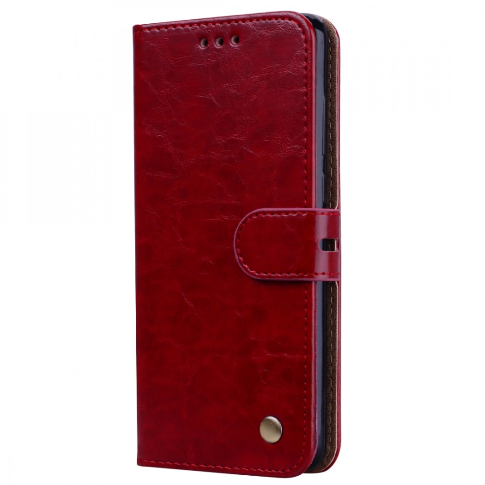 עבור Huawei P30 כיסוי ארנק / ספר עשוי מעור בצבע אדום עם חריצים לכרטיסי אשראי