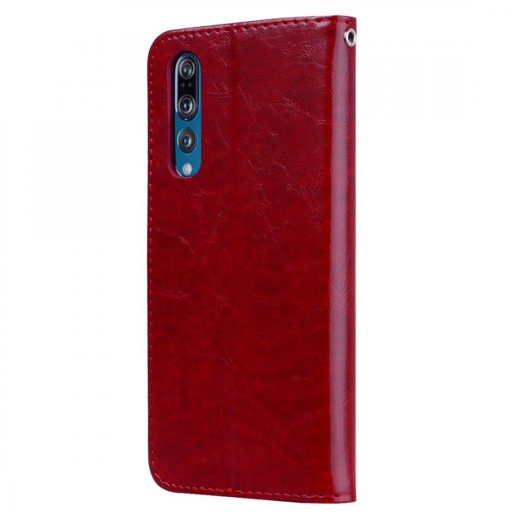 עבור Huawei P30 כיסוי ארנק / ספר עשוי מעור בצבע אדום עם חריצים לכרטיסי אשראי