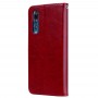 עבור Huawei P30 כיסוי ארנק / ספר עשוי מעור בצבע אדום עם חריצים לכרטיסי אשראי