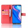 עבור Huawei Y9 Prime (2019) כיסוי ארנק / ספר עשוי מעור בצבע אדום עם חריצים לכרטיסי אשראי
