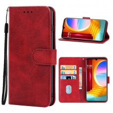 עבור LG Velvet 5G כיסוי ארנק / ספר עשוי מעור בצבע אדום עם חריצים לכרטיסי אשראי