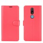 עבור Nokia 2.4 כיסוי ארנק / ספר עשוי מעור בצבע אדום עם חריצים לכרטיסי אשראי