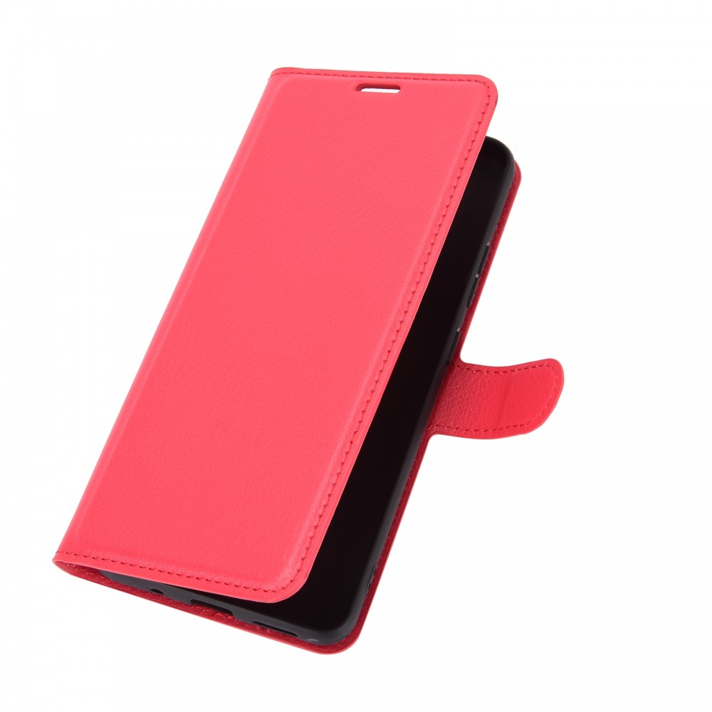 עבור Nokia 2.4 כיסוי ארנק / ספר עשוי מעור בצבע אדום עם חריצים לכרטיסי אשראי