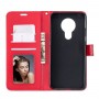 עבור Nokia 5.3 כיסוי ארנק / ספר עשוי מעור בצבע אדום עם חריצים לכרטיסי אשראי