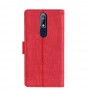 עבור Nokia 7.1 כיסוי ארנק / ספר עשוי מעור בצבע אדום עם חריצים לכרטיסי אשראי