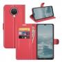 עבור Nokia G20 כיסוי ארנק / ספר עשוי מעור בצבע אדום עם חריצים לכרטיסי אשראי