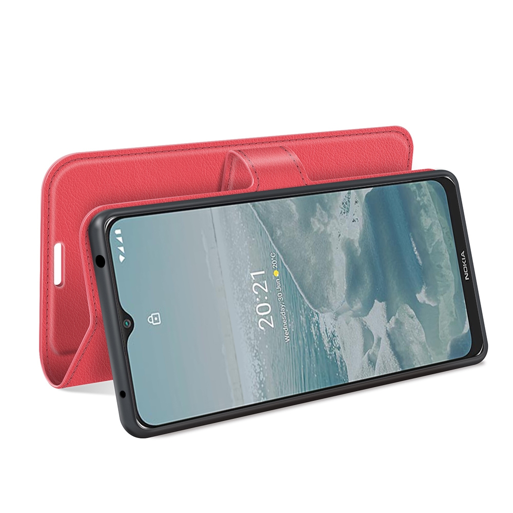 עבור Nokia G20 כיסוי ארנק / ספר עשוי מעור בצבע אדום עם חריצים לכרטיסי אשראי