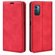עבור Nokia G21 כיסוי ארנק / ספר עשוי מעור בצבע אדום עם חריצים לכרטיסי אשראי