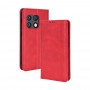 עבור OnePlus 10 Pro כיסוי ארנק / ספר עשוי מעור בצבע אדום עם חריצים לכרטיסי אשראי