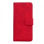 עבור OnePlus 8 כיסוי ארנק / ספר עשוי מעור בצבע אדום עם חריצים לכרטיסי אשראי