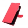עבור OnePlus 8T כיסוי ארנק / ספר עשוי מעור בצבע אדום עם חריצים לכרטיסי אשראי