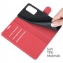 עבור OnePlus 9 Pro כיסוי ארנק / ספר עשוי מעור בצבע אדום עם חריצים לכרטיסי אשראי