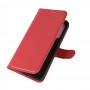 עבור OnePlus Nord כיסוי ארנק / ספר עשוי מעור בצבע אדום עם חריצים לכרטיסי אשראי