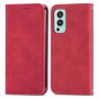 עבור OnePlus Nord 2 5G כיסוי ארנק / ספר עשוי מעור בצבע אדום עם חריצים לכרטיסי אשראי