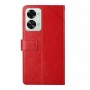 עבור OnePlus Nord 2T כיסוי ארנק / ספר עשוי מעור בצבע אדום עם חריצים לכרטיסי אשראי