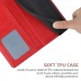 עבור OnePlus Nord 2T כיסוי ארנק / ספר עשוי מעור בצבע אדום עם חריצים לכרטיסי אשראי