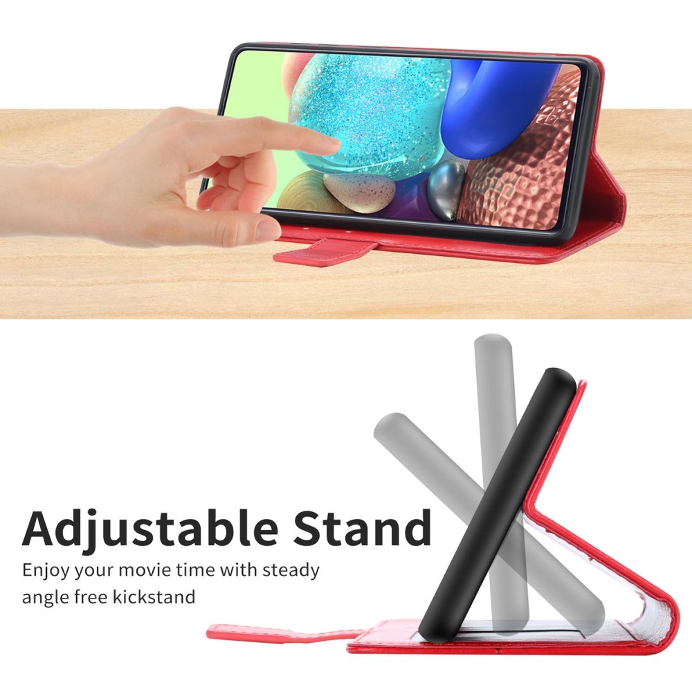עבור OnePlus Nord 2T כיסוי ארנק / ספר עשוי מעור בצבע אדום עם חריצים לכרטיסי אשראי