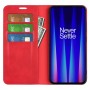 עבור OnePlus Nord CE 2 5G כיסוי ארנק / ספר עשוי מעור בצבע אדום עם חריצים לכרטיסי אשראי