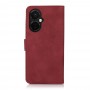 עבור OnePlus Nord CE3 כיסוי ארנק / ספר עשוי מעור בצבע אדום עם חריצים לכרטיסי אשראי
