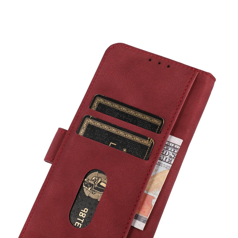 עבור OnePlus Nord CE3 כיסוי ארנק / ספר עשוי מעור בצבע אדום עם חריצים לכרטיסי אשראי