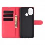 עבור OnePlus Nord N100 כיסוי ארנק / ספר עשוי מעור בצבע אדום עם חריצים לכרטיסי אשראי