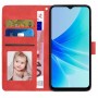 עבור OnePlus Nord N20 SE כיסוי ארנק / ספר עשוי מעור בצבע אדום עם חריצים לכרטיסי אשראי