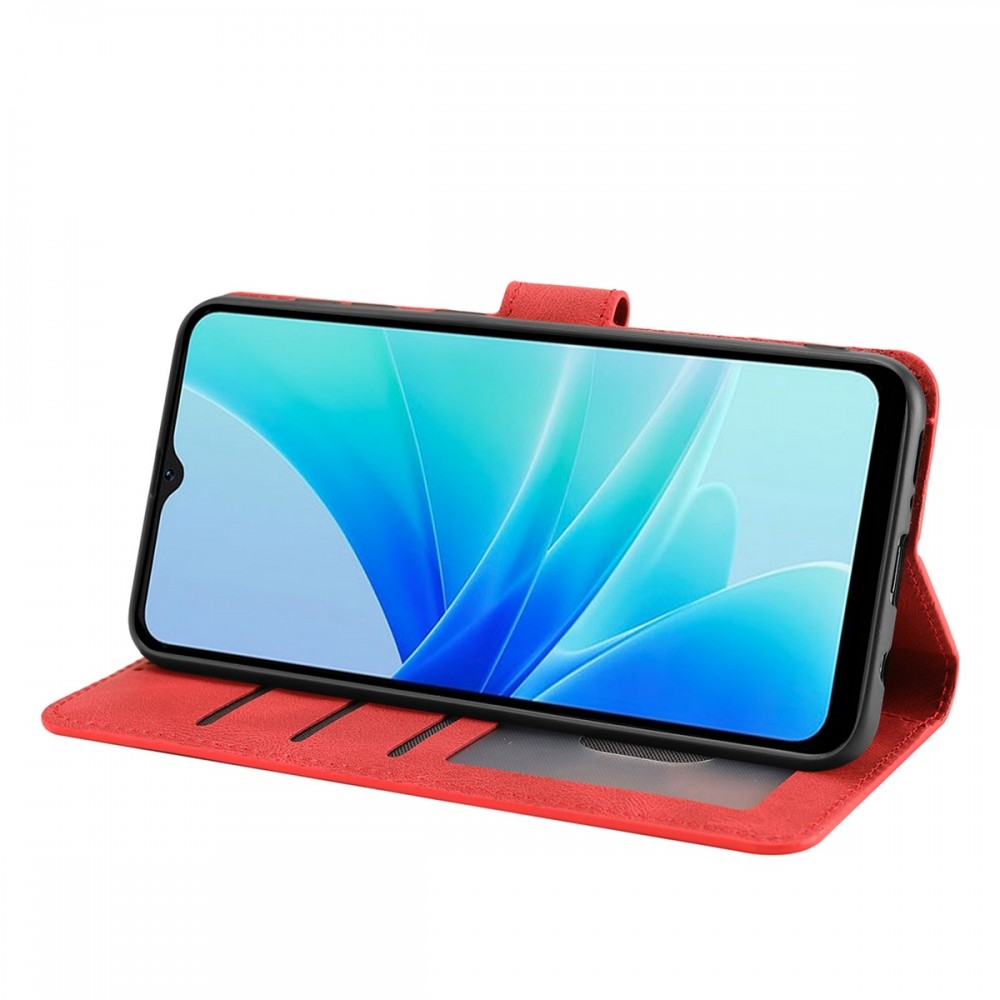 עבור OnePlus Nord N20 SE כיסוי ארנק / ספר עשוי מעור בצבע אדום עם חריצים לכרטיסי אשראי