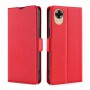 עבור Oppo A17k כיסוי ארנק / ספר עשוי מעור בצבע אדום עם חריצים לכרטיסי אשראי