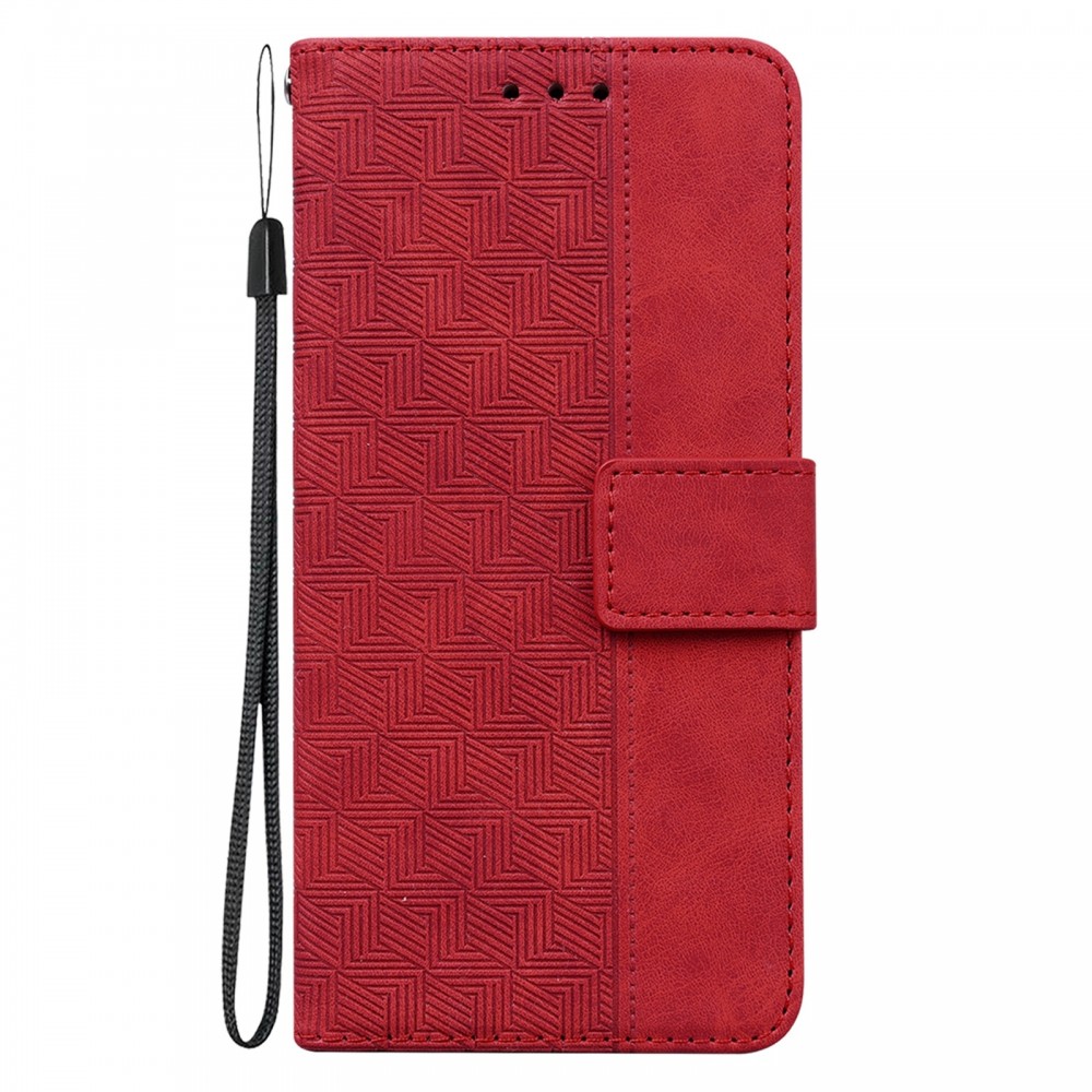 עבור Oppo A36 כיסוי ארנק / ספר עשוי מעור בצבע אדום עם חריצים לכרטיסי אשראי