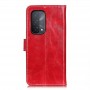 עבור Oppo A54 כיסוי ארנק / ספר עשוי מעור בצבע אדום עם חריצים לכרטיסי אשראי