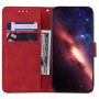 עבור Oppo F19 Pro+ 5G כיסוי ארנק / ספר עשוי מעור בצבע אדום עם חריצים לכרטיסי אשראי