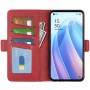 עבור Oppo Find X5 Lite כיסוי ארנק / ספר עשוי מעור בצבע אדום עם חריצים לכרטיסי אשראי