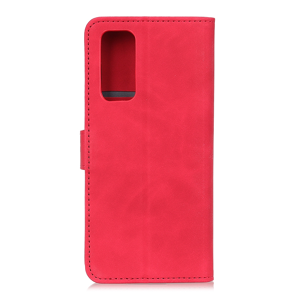 עבור Oppo Reno4 5G כיסוי ארנק / ספר עשוי מעור בצבע אדום עם חריצים לכרטיסי אשראי